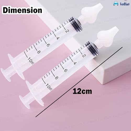 FunBlast Nasal Syringe for Kids – Set of 2 Pcs Infant Mucus Removal, Silicone Nasal Aspirator, 10 ML Nose Cleaner Syringe for Baby, Toddler, Nasal Irrigator for Baby (White) - Image 3