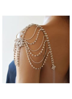 SYOSI Women Body Chain, SYOSI Rhinestone Shoulder Chain with Tassels, Fringe Shoulder Chain, Bridal Wedding Jewelry Wedding Arm Chain, Rhinestone Underwear Bra Chain, Party Body Accessories(Silver)  - Image 2