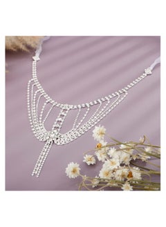 SYOSI Women Body Chain, SYOSI Rhinestone Shoulder Chain with Tassels, Fringe Shoulder Chain, Bridal Wedding Jewelry Wedding Arm Chain, Rhinestone Underwear Bra Chain, Party Body Accessories(Silver)  - Image 4