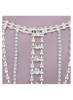 SYOSI Women Body Chain, SYOSI Rhinestone Shoulder Chain with Tassels, Fringe Shoulder Chain, Bridal Wedding Jewelry Wedding Arm Chain, Rhinestone Underwear Bra Chain, Party Body Accessories(Silver)  - Image 5