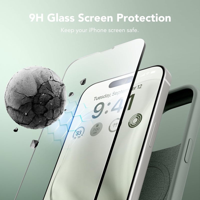 GONEZ Magnetic for iPhone 15 Pro Case, Compatible with MagSafe, [Screen Protector + Camera Lens Protector], Silicone Shockproof Anti-Scratch Protective Phone Case 6.1 inch, Calke Green - Image 4
