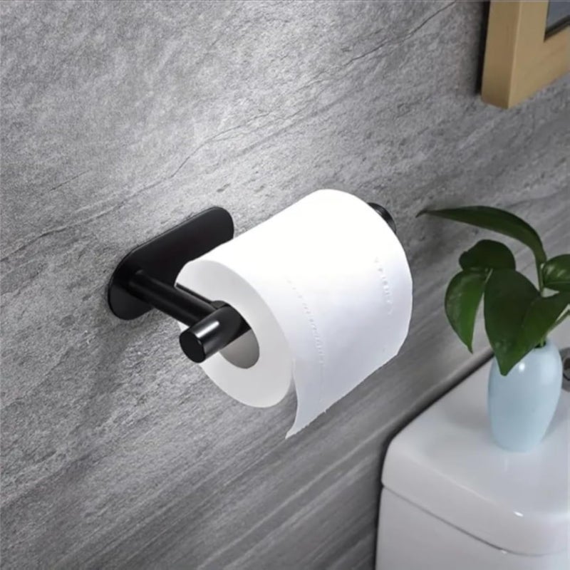 Modern Strong Plastic Bathroom Tissue Holder - Black - Adhesive