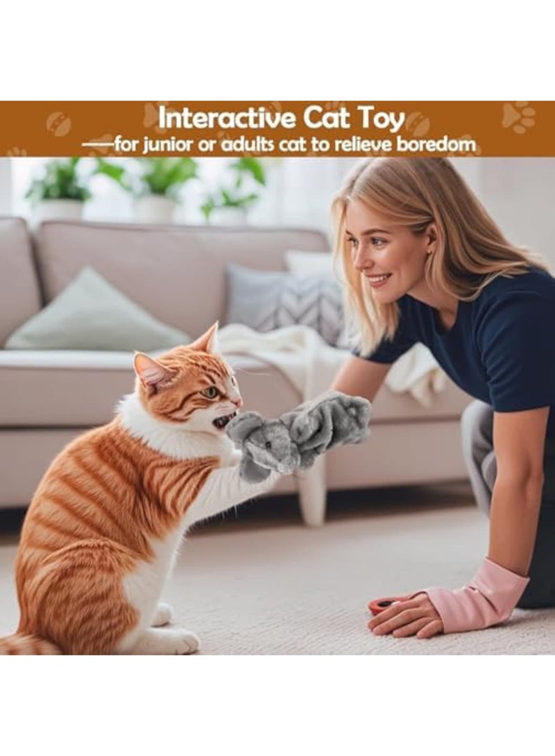 سيوسي Interactive Cat Toy Puppet Glove for Indoor Play, Soft Wrestling Glove for Cats Mental Exercise and Bonding, Safe Pet Glove Toy for Cats and Kittens, Ideal Gift for Pet Owners (Brown) - Image 2