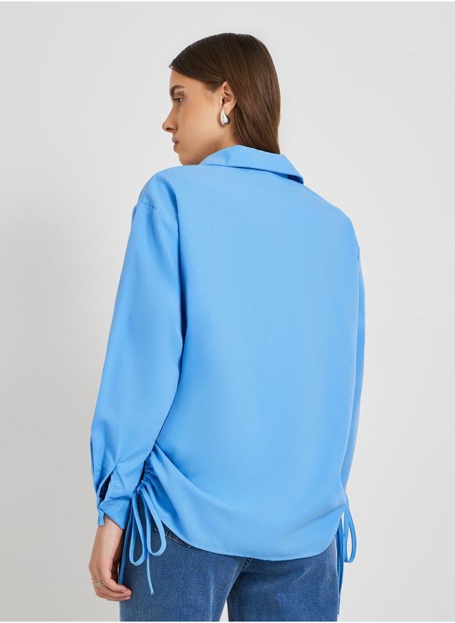 Take Two Take Two Solid Drawstring Detail Oversized Shirt  - Image 5