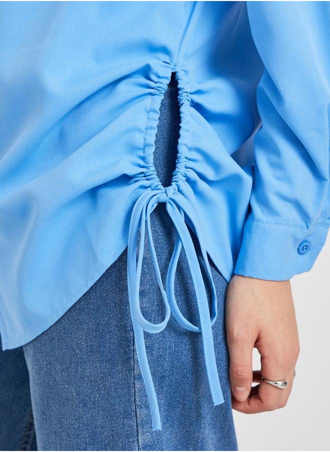 Take Two Take Two Solid Drawstring Detail Oversized Shirt  - Image 4