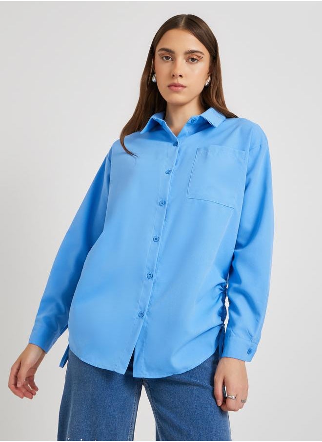 Take Two Take Two Solid Drawstring Detail Oversized Shirt  - Image 3
