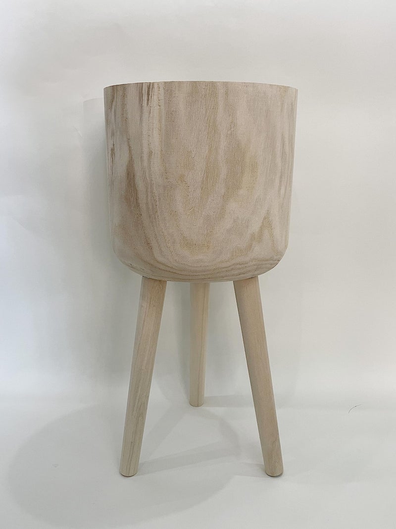 YISSEN RISEON Handmade Mid Century Modern Wood Planter, Rustic Indoor Flower Pot Plant Stand,Large Floor Planter (Large) - Image 3