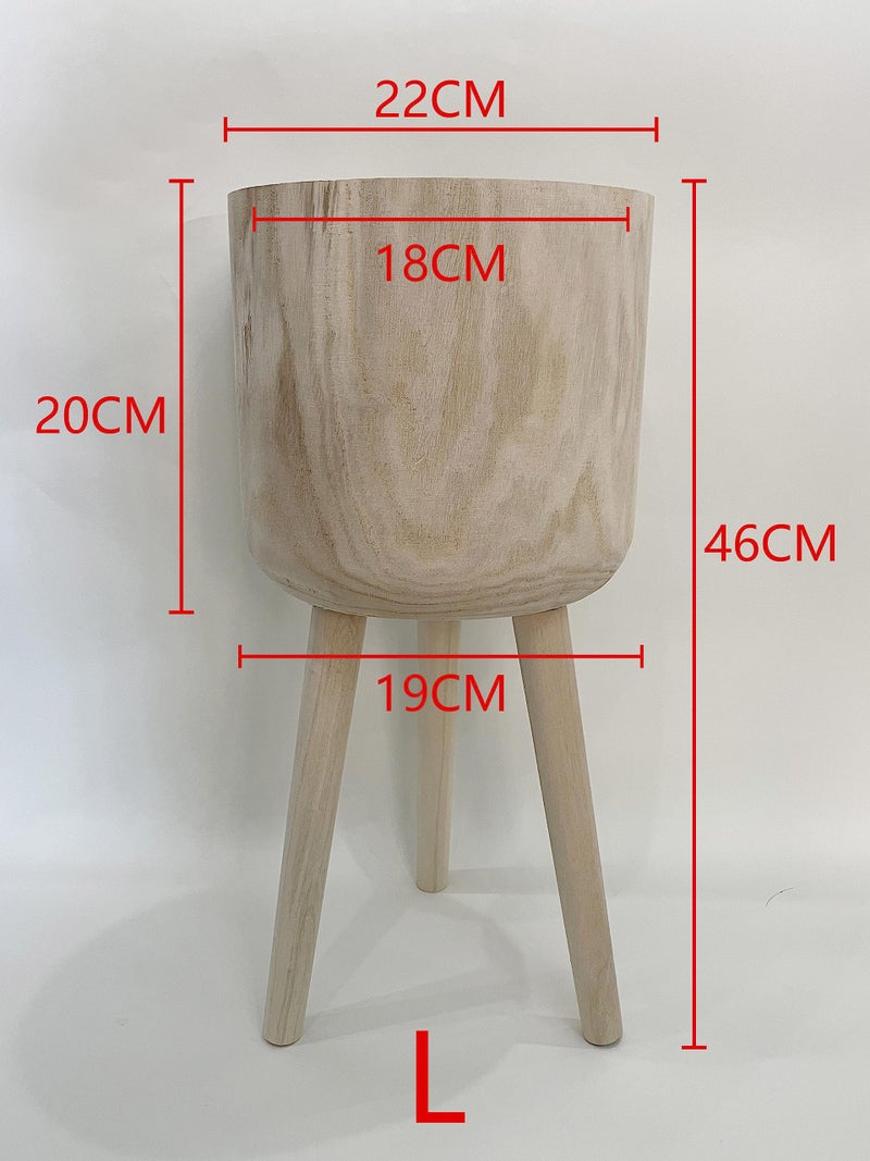 YISSEN RISEON Handmade Mid Century Modern Wood Planter, Rustic Indoor Flower Pot Plant Stand,Large Floor Planter (Large) - Image 5