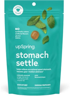 UpSpring UpSpring Stomach Settle Drops for Occasional Nausea Relief/Upset Stomach with Ginger, Lemon, Spearmint, and B6. Mint Flavor Drops, 28 Ct(Packaging May Vary) 