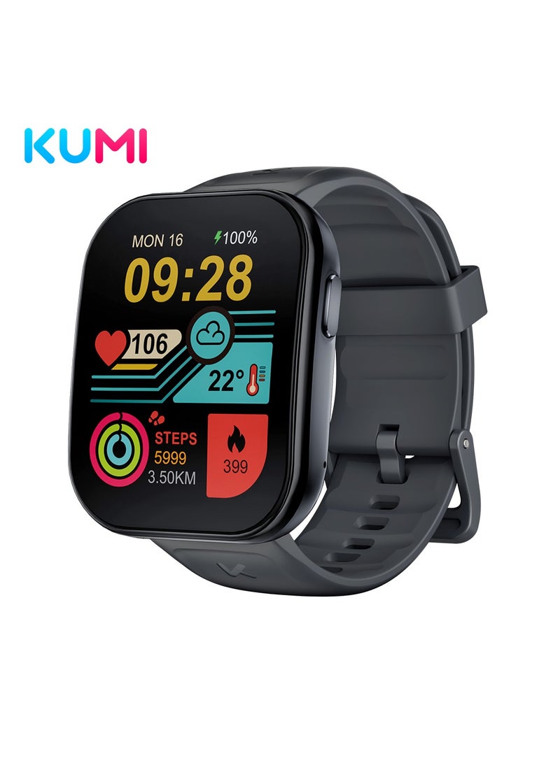 KUMI U6 Smart watch 1.96" Display, 5ATM waterproof with Chatgpt support Black - Image 1