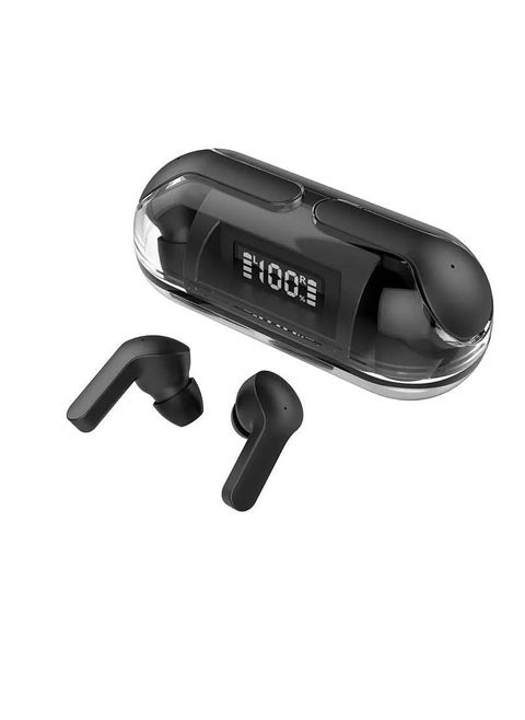 Transparent Bluetooth 5.3 Earbuds - Headphones with Transparent Machine Compartment, Built-in Hd and Sensitivity Microphone, Touch-Control Sport Earphones for Sports Working Music (Black)