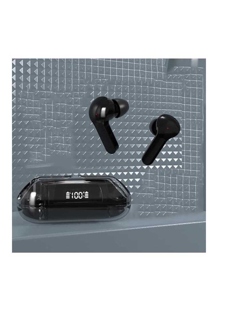 Transparent Bluetooth 5.3 Earbuds - Headphones with Transparent Machine Compartment, Built-in Hd and Sensitivity Microphone, Touch-Control Sport Earphones for Sports Working Music (Black)