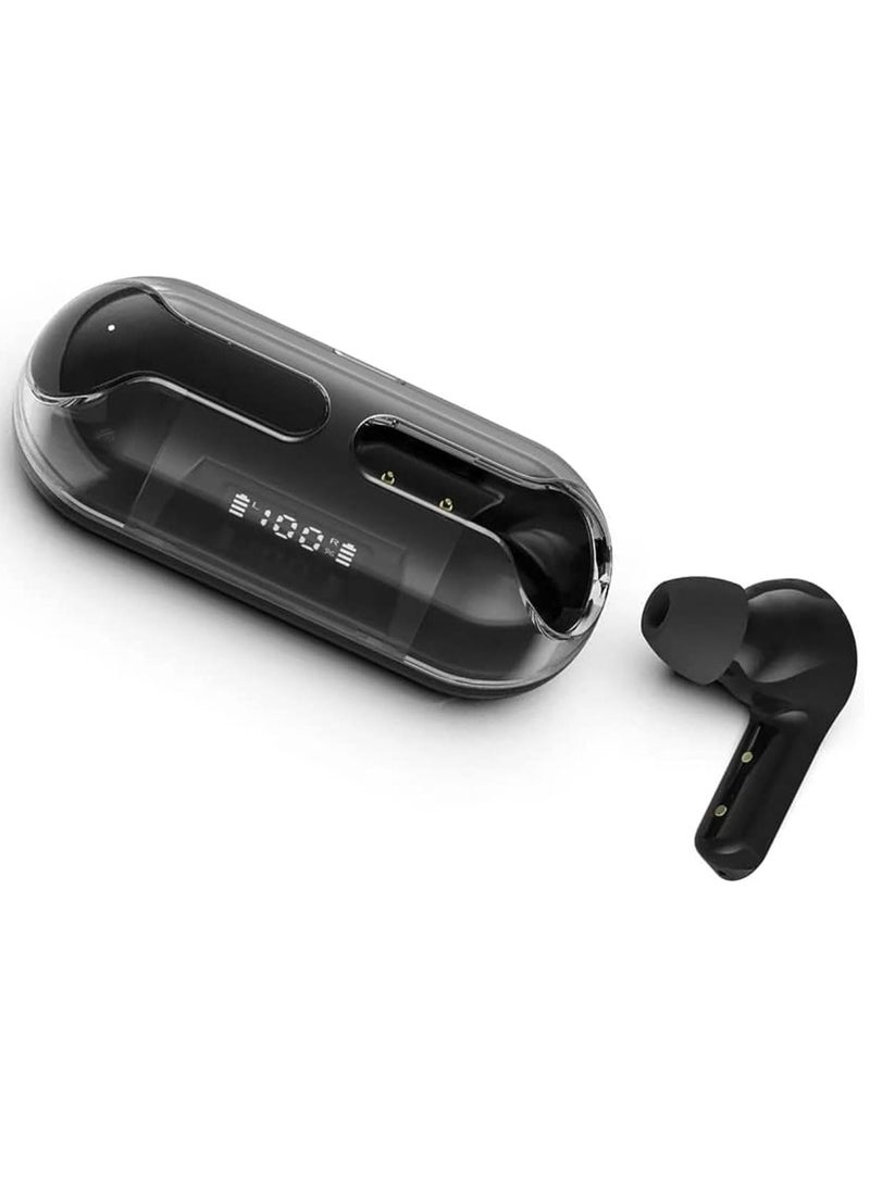 Transparent Bluetooth 5.3 Earbuds - Headphones with Transparent Machine Compartment, Built-in Hd and Sensitivity Microphone, Touch-Control Sport Earphones for Sports Working Music (Black)