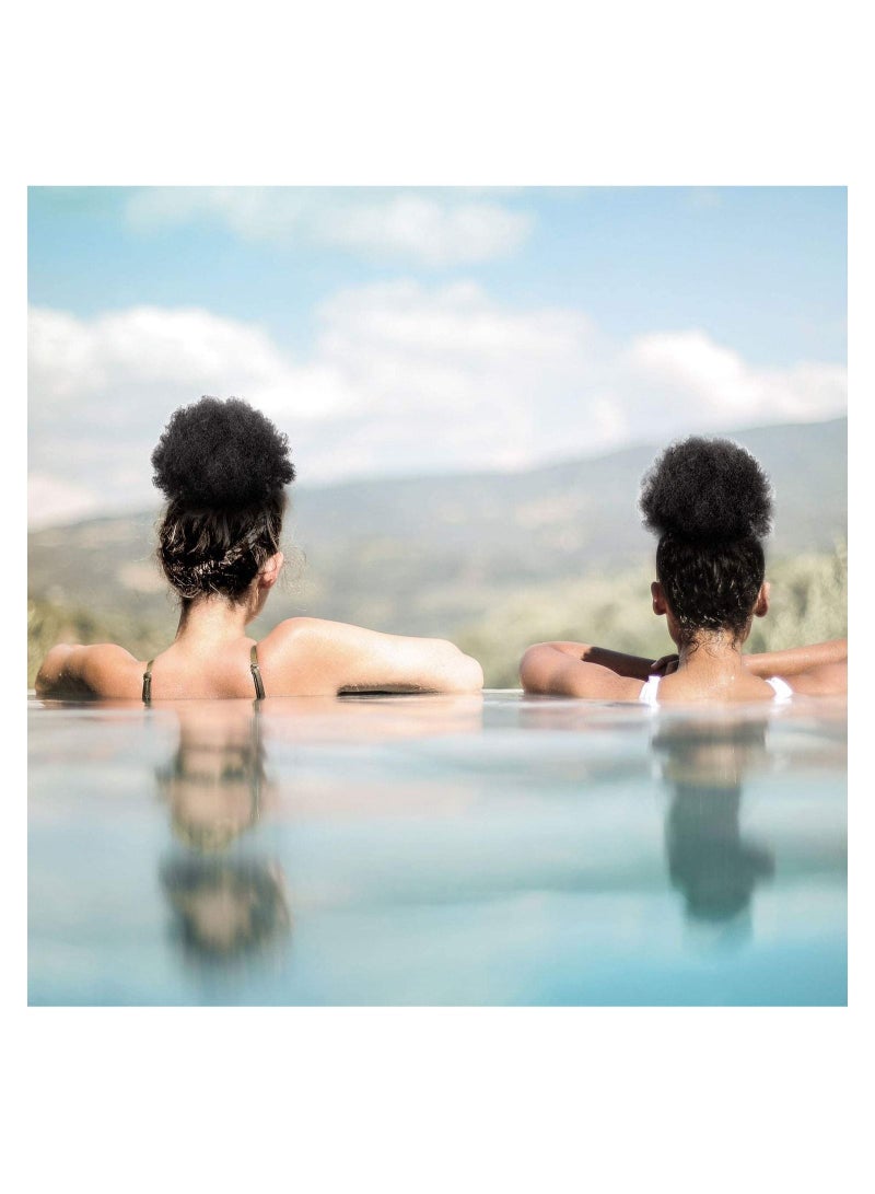 Estelle Puff Drawstring Ponytail With Synthetic Short Curly Hair,Afro Bun , Afro Chignon Hair Pieces ,Updo Hair Extensions, medium size ,natural Black - Image 4