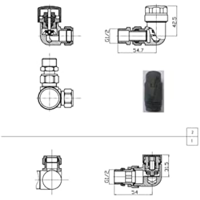 ACCT003 CORNER RADIATOR VALVE, BLACK - Image 3