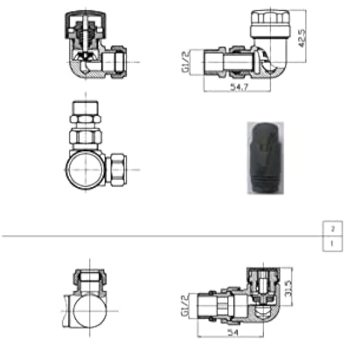 ACCT003 CORNER RADIATOR VALVE, BLACK - Image 2