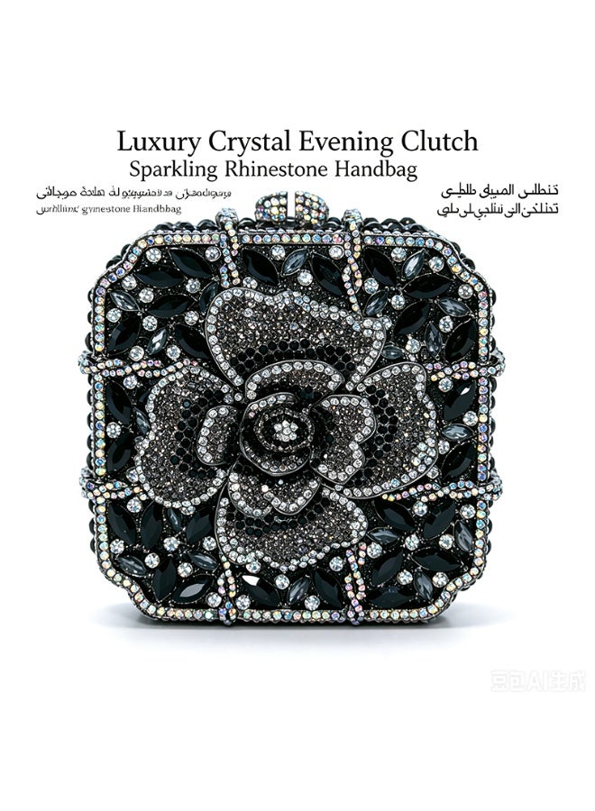 Women Rhinestone Envelope Clutch Evening Handbag With Detachable Chain - Image 1