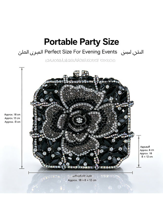 Women Rhinestone Envelope Clutch Evening Handbag With Detachable Chain - Image 5