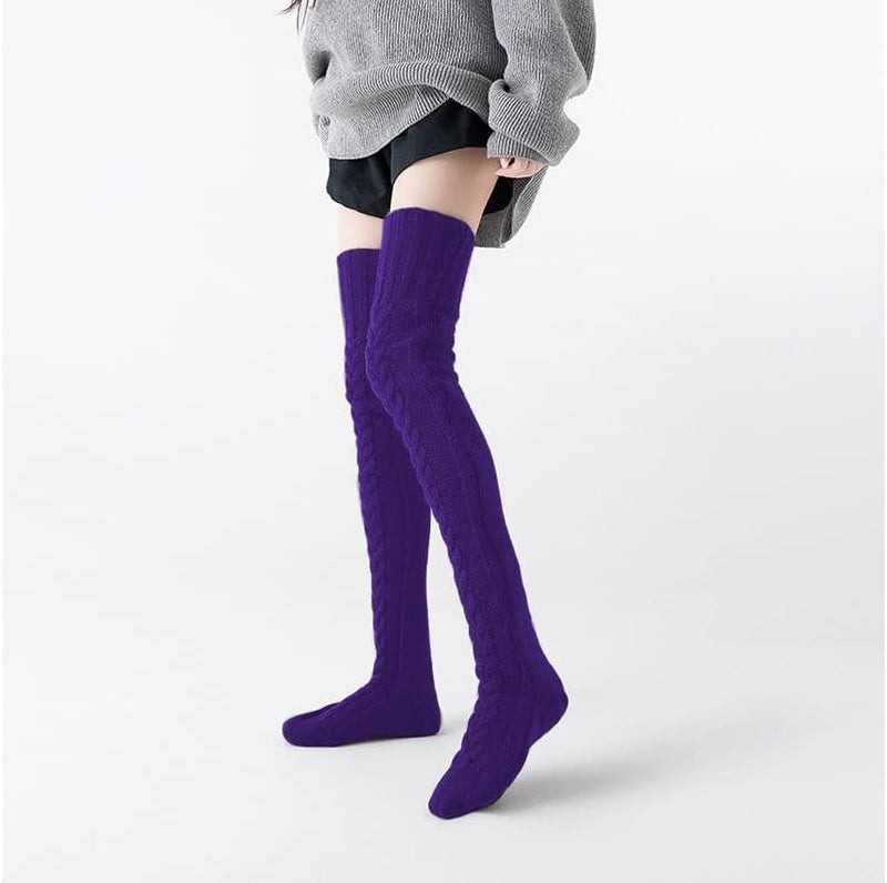 Pcavin Women's Thigh High Socks Over the Knee Cable Knit Boot Socks, Long Warm Fashion Leg Warmers Winter - Image 1