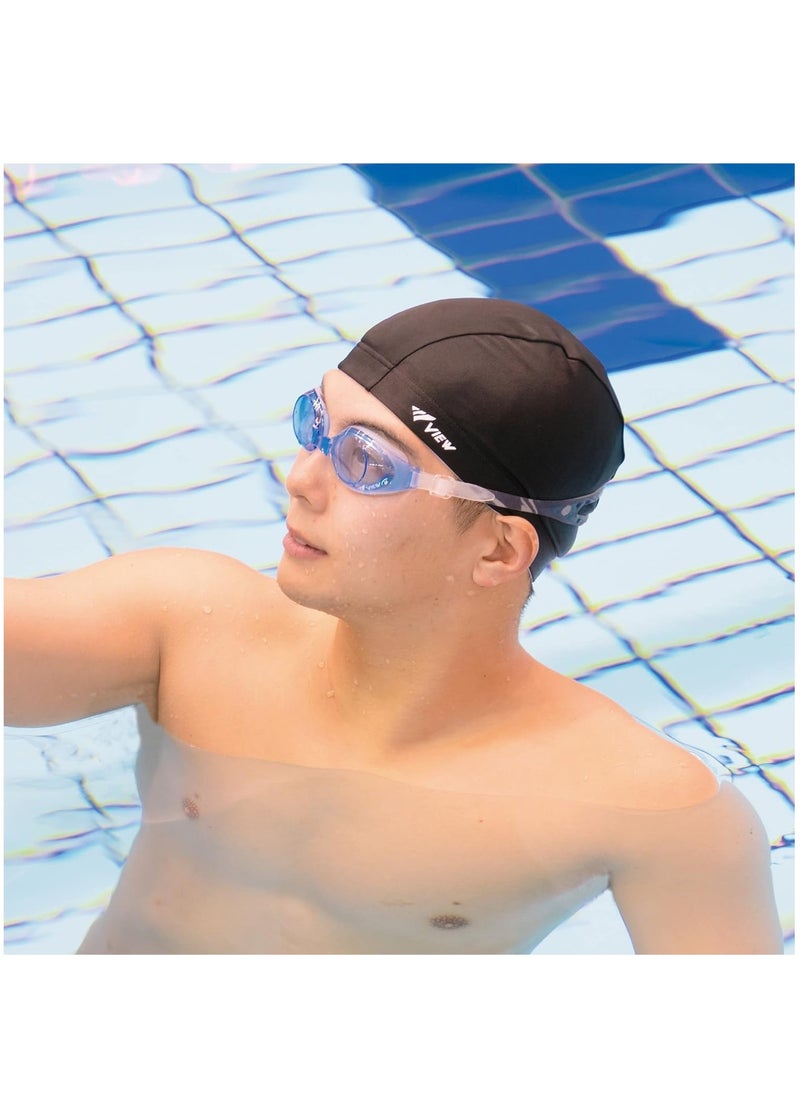 "Gear up your little water hero: Blue swimming cap and goggles set... Complete style and protection in every dive!"
