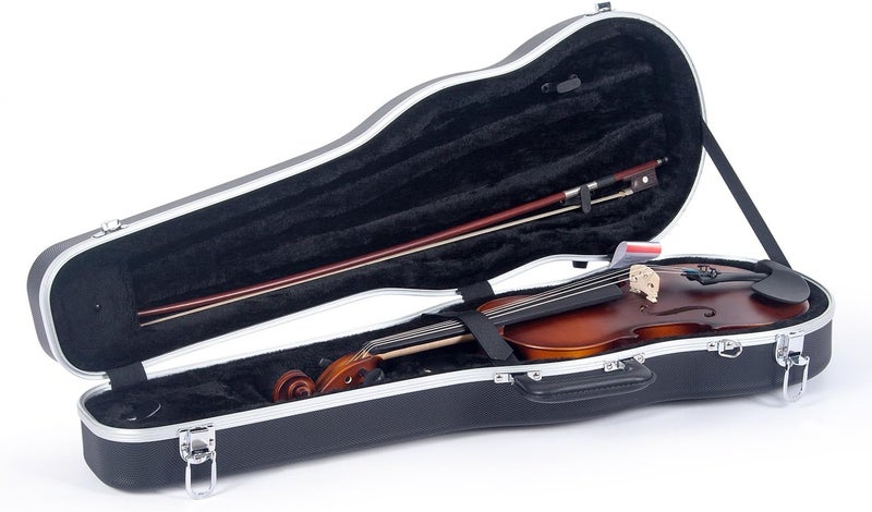 Crossrock CRA860SVFBK ABS Molded Shaped Violin Case-Backpack Style in Black - Image 1