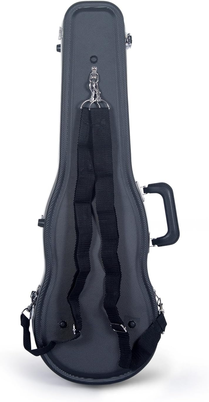 Crossrock CRA860SVFBK ABS Molded Shaped Violin Case-Backpack Style in Black - Image 5