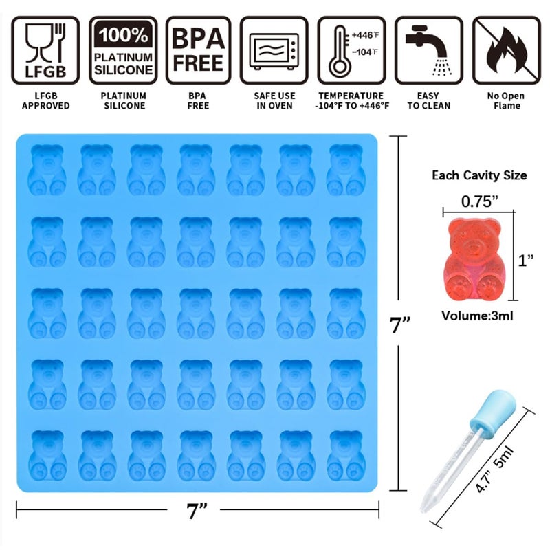CAKETIME Gummy Bear Molds Candy Molds - 1 Inch Gummy Molds Bear Large Chocolate Molds Silicone 4 Pack LFGB Pinch Test Approved Best Food Grade Silicone - Image 3