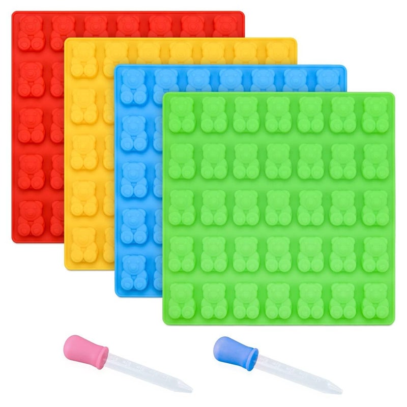 CAKETIME Gummy Bear Molds Candy Molds - 1 Inch Gummy Molds Bear Large Chocolate Molds Silicone 4 Pack LFGB Pinch Test Approved Best Food Grade Silicone - Image 1