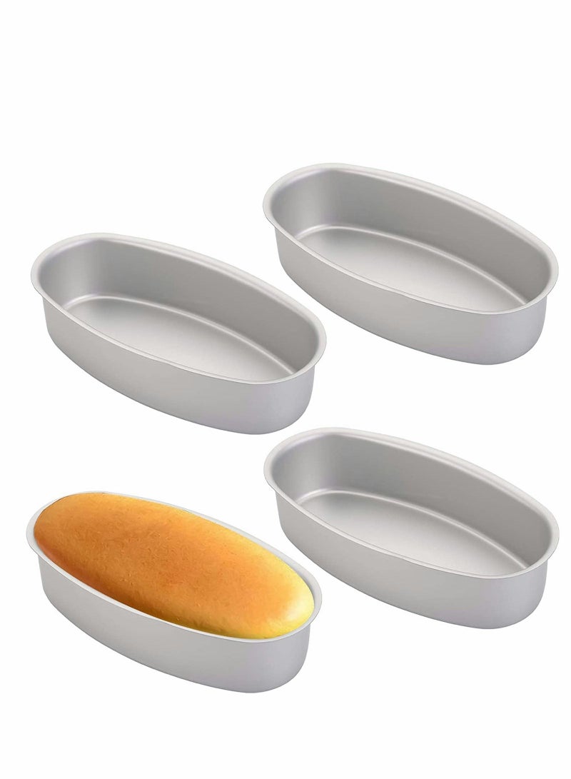 SYOSI 4 Packs Oval Cheesecake Pan - 8 Inch Non-Stick Oval Cake Bread and Meat Bakeware - Aluminum Breads Loaf Pans / Cake Mold for Oven, Pot Baking in Home, Kitchen & Bakery Use - Image 1