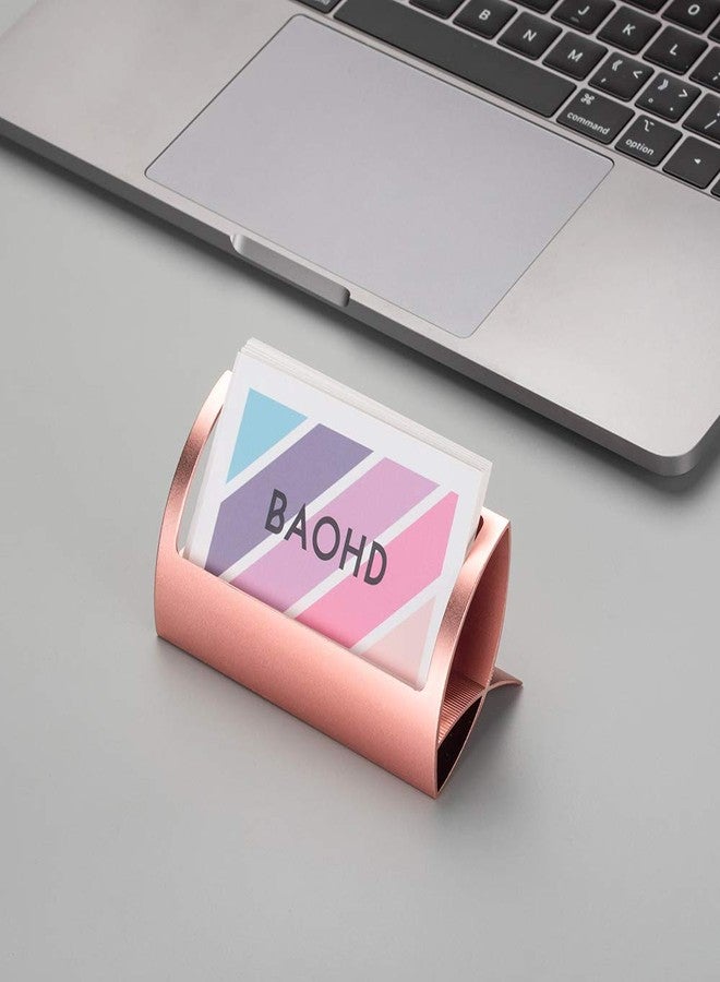 BAOHD Metal Business Card Holder for Desk - Modern Aluminum Business Card Display Holder Stand, Desktop Name Card Rack Organizer, Rose Gold - Image 4