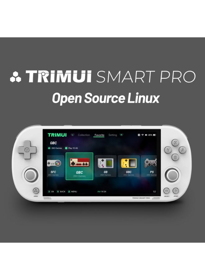 تريميو جهاز ألعاب ذكي برو ريترو، شاشة IPS بحجم 4.96 بوصة وبدقة 720x1280، جهاز ألعاب مزود ببطاقة TF مدمجة بسعة 64 جيجابايت، بطارية ليثيوم 5000 مللي أمبير، يدعم عدة محاكيات، جهاز ألعاب عادي (أبيض) - Image 2