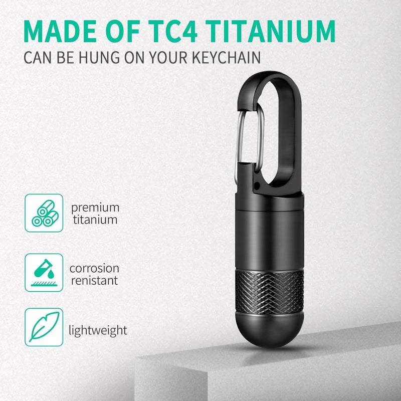 TISUR Large Weekly Pill Organizer, Titanium Keychain Pill Holder Travel Box Case Multitool EDC Every Day Carry for Men (Black -1.1inch) - Image 2