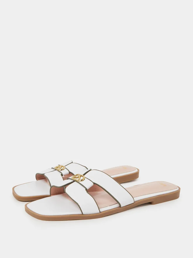 Styli white Styli Cut-Out Strap Flat Sandals for Women | Best Price UAE