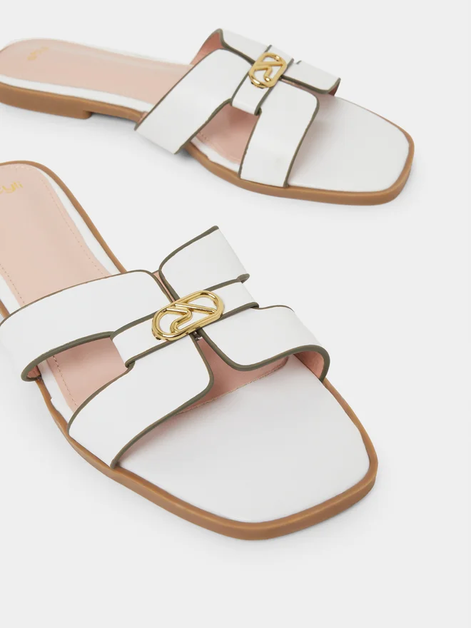 Styli white Styli Cut-Out Strap Flat Sandals for Women | Best Price UAE