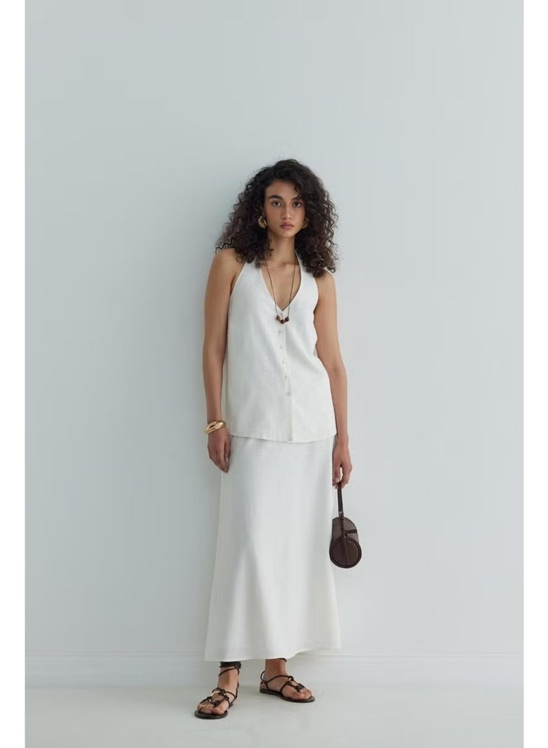 Suud Collection White Serena Flared Skirt - Image 1