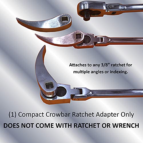 Keyfit Tools Crowbar Adapter Head (1) Ratcheting Indexing Ultra Compact Adjustable Pry Bar Wrecking Bar Fits In Your Tool Box Fits On 3/8 Drive Ratchet Or Open End Wrench - Image 3