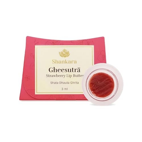 Shankara Gheesutrā Strawberry Lip Butter, Ayurvedic Lip Balm for Soothing Dry, Inflamed, and Chapped Lips - Nourishment, Moisturizing, and Hydration up to 12 Hours - (Pack of 1) - 3ml - Image 1
