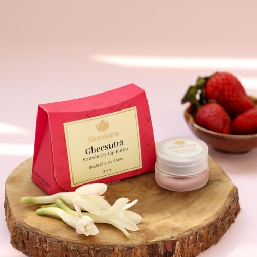 Shankara Gheesutrā Strawberry Lip Butter, Ayurvedic Lip Balm for Soothing Dry, Inflamed, and Chapped Lips - Nourishment, Moisturizing, and Hydration up to 12 Hours - (Pack of 1) - 3ml - Image 2