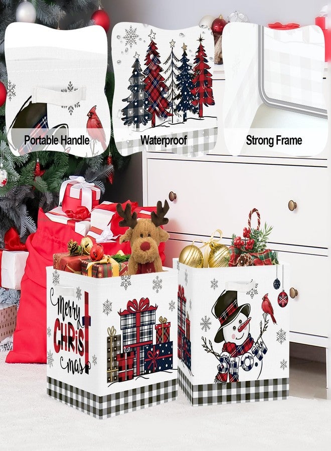 Clastyle 3 Pcs Large Christmas Tree Storage Basket Set Santa Claus Candy Snowman Book Toy Basket Snowflake Xmas Gift Storage Bins Boxes for Laundry Nursery Home,Red Black Snowman,11.8x11.8x11.8 in - Image 2