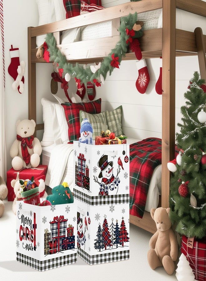 Clastyle 3 Pcs Large Christmas Tree Storage Basket Set Santa Claus Candy Snowman Book Toy Basket Snowflake Xmas Gift Storage Bins Boxes for Laundry Nursery Home,Red Black Snowman,11.8x11.8x11.8 in - Image 4