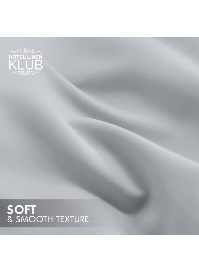 Hotel Linen Klub Hotel Linen Klub Single Duvet Cover 2PC Set - 350TC 100% Long Staple Cotton Sateen -Luxury Quality, Easy Button Closure, Size: 140x200cm + 1PC Pillow Sham 50 x 75+ 5cm, Silver  - Image 3