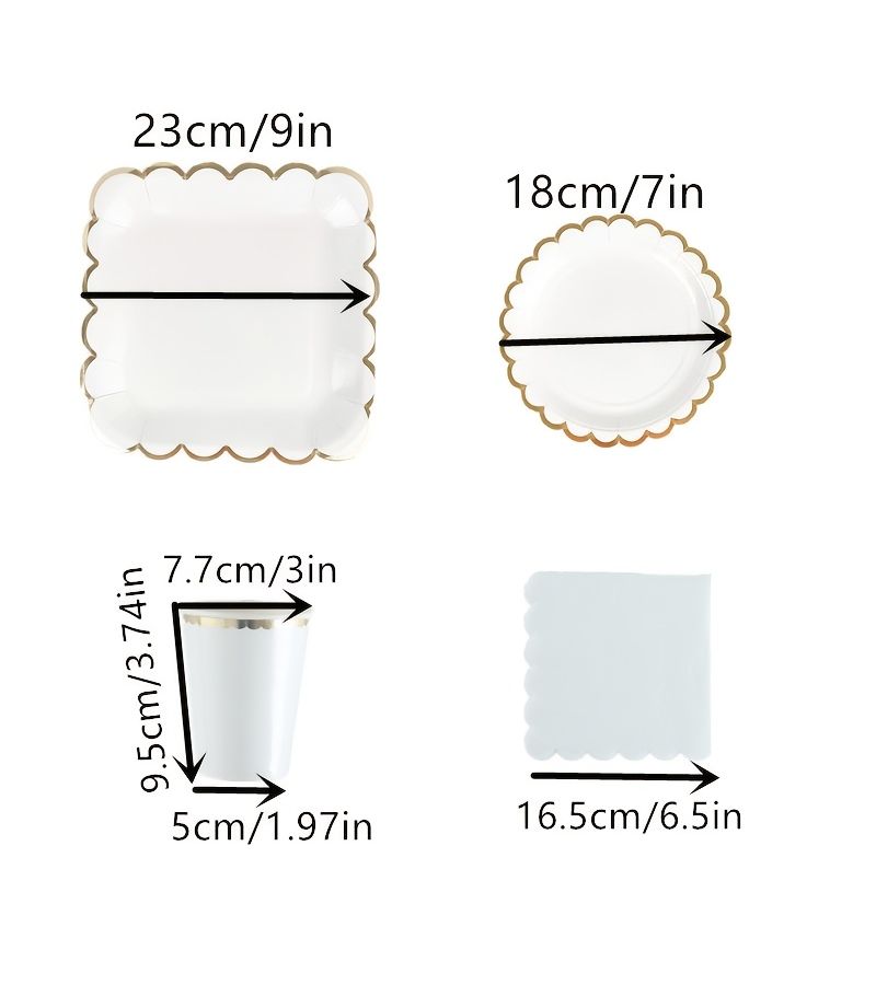 80pcs Elegant Party Supplies Set Disposable Paper Plates Cups Napkins Combo Golden Foil Finish Assorted Shapes Perfect For Birthday Christmas Graduation Events Picnic Afternoon Tea - Image 3