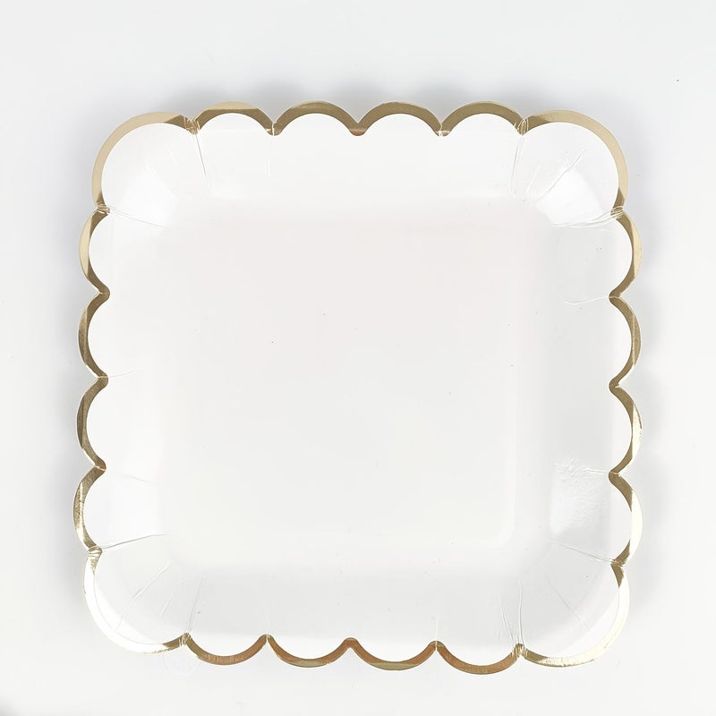 80pcs Elegant Party Supplies Set Disposable Paper Plates Cups Napkins Combo Golden Foil Finish Assorted Shapes Perfect For Birthday Christmas Graduation Events Picnic Afternoon Tea - Image 5