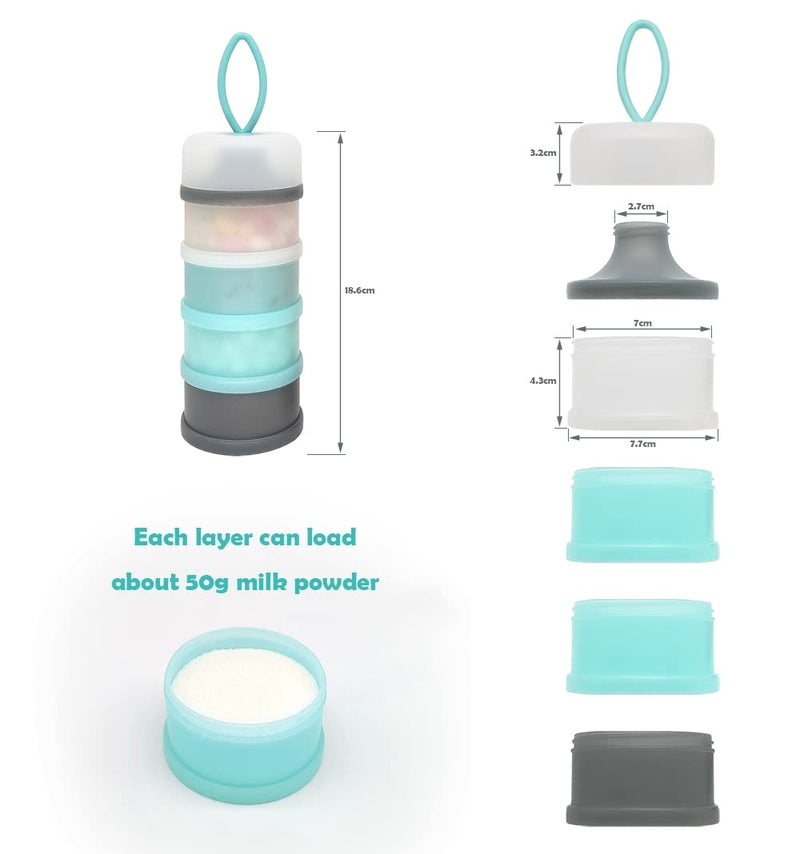 LADISO Baby Formula Dispenser Container, Portable Milk Powder Dispenser, Baby Feeding Travel Storage Container, Non-Spill Stackable Baby Snack Storage Container, BPA Free, 4 Compartments - Image 5