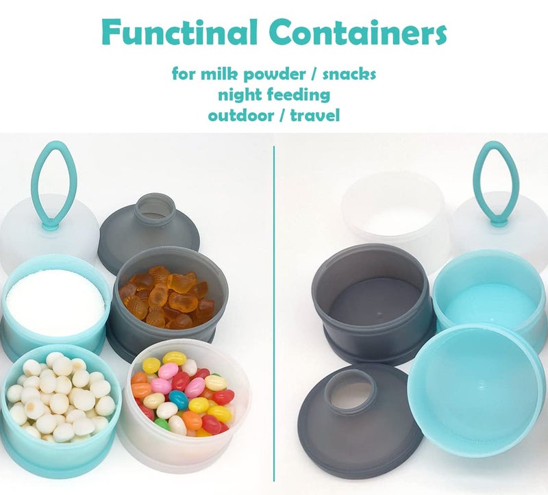 LADISO Baby Formula Dispenser Container, Portable Milk Powder Dispenser, Baby Feeding Travel Storage Container, Non-Spill Stackable Baby Snack Storage Container, BPA Free, 4 Compartments - Image 2