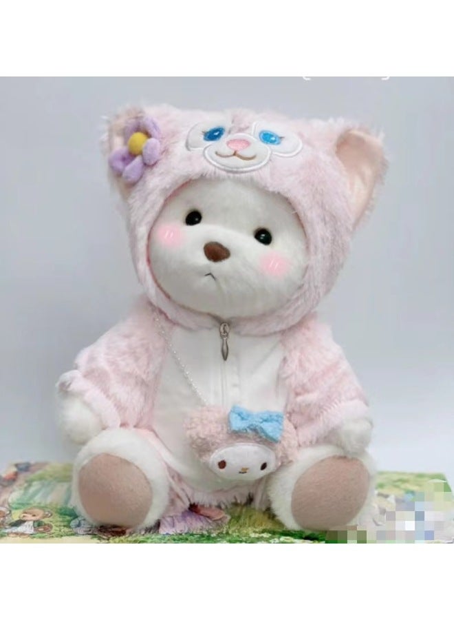 [only Sell Clothes] Internet Celebrity 30cm Jointed Bear Plush Doll Doll Replacement Clothes Teddy Bear Jumpsuit-Color:Belle Hat Jumpsuit Does Not Include Bears-Height:30cm - Image 1