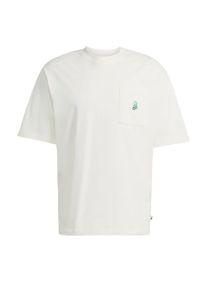 adidas Adidas M Dog Ftball T White Graphic Tee (Short Sleeve) T-Shirts For Men