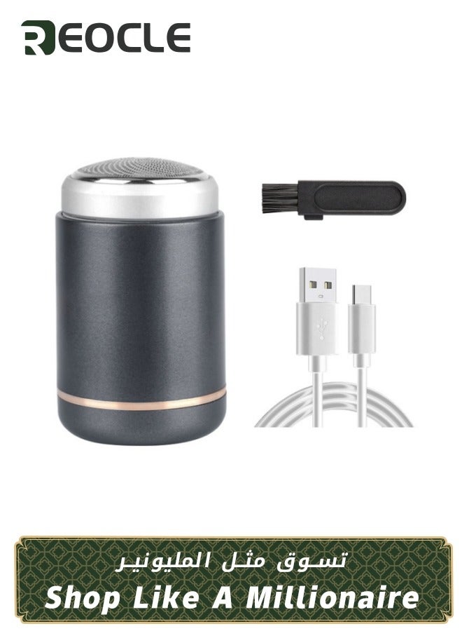 ريوكل ماكينة حلاقة كهربائية للرجال بحجم الجيب صغيرة محمولة للاستخدام الجاف والرطب للرجال ماكينة حلاقة قابلة لإعادة الشحن عبر USB سهلة الاستخدام بضغطة زر واحدة مناسبة للمنزل والسيارة والسفر رمادي - Image 1