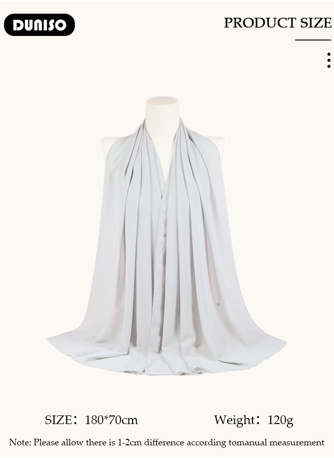 DUNISO Women's Hijab, Premium Breathable Chiffon Hijab, Stylish and Comfortable Hijab Scarfs,  Very Comfy & Good for Everyday Use, Versatile and Artistic Scarf for Women  - Image 4