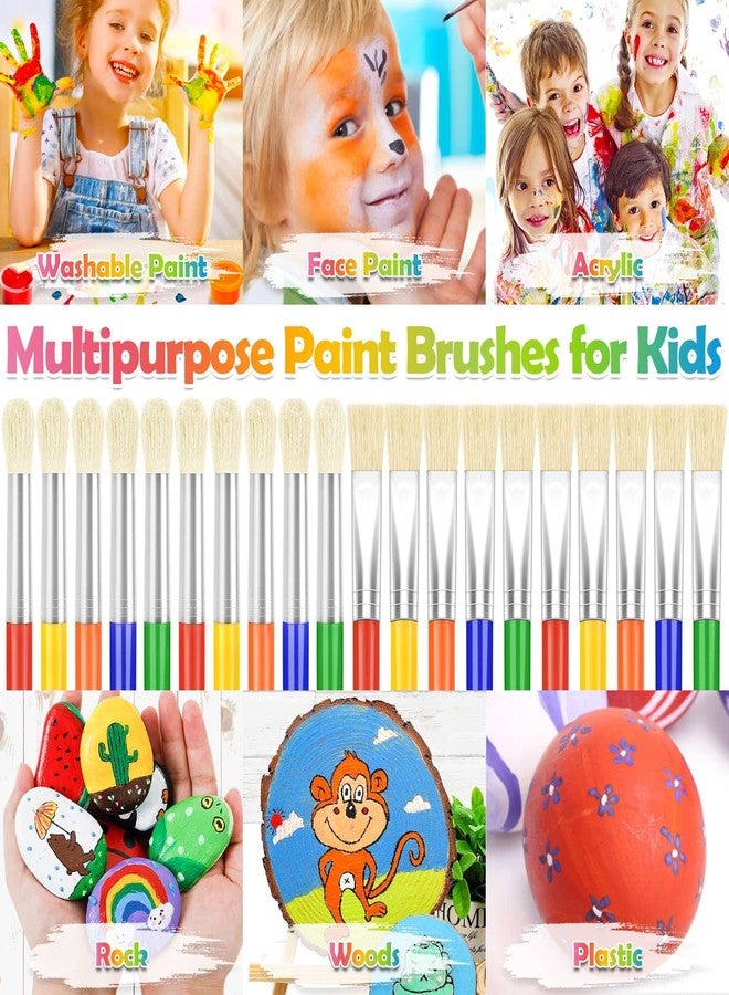anezus Paint Brushes, Anezus 50 Pcs Kids Paint Brushes Bulk Toddler Paint Brushes Set with Big Round Paint Brush and Large Flat Paint Brushes for Preschool Children Painting Party Supplies - Image 4